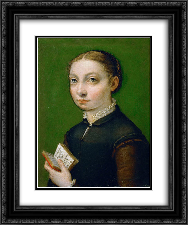 Self-portrait 20x24 Black Ornate Wood Framed Art Print Poster with Double Matting by Anguissola, Sofonisba