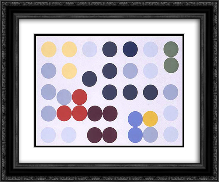 Composition dans un cercle 24x20 Black Ornate Wood Framed Art Print Poster with Double Matting by Taeuber Arp, Sophie