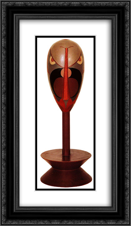 Dada-Kopf (Portrait of Hans Arp) 14x24 Black Ornate Wood Framed Art Print Poster with Double Matting by Taeuber Arp, Sophie