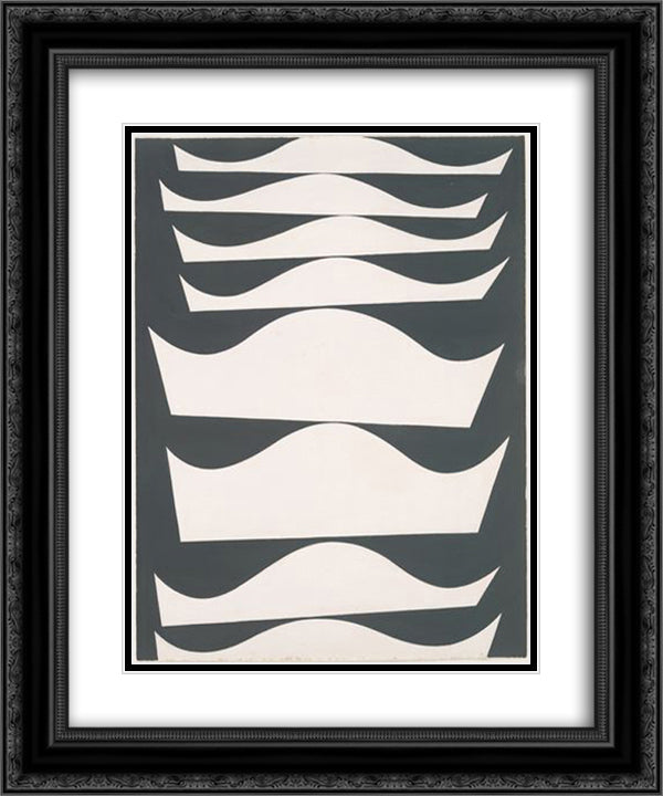 Echelonnement desaxe 20x24 Black Ornate Wood Framed Art Print Poster with Double Matting by Taeuber Arp, Sophie
