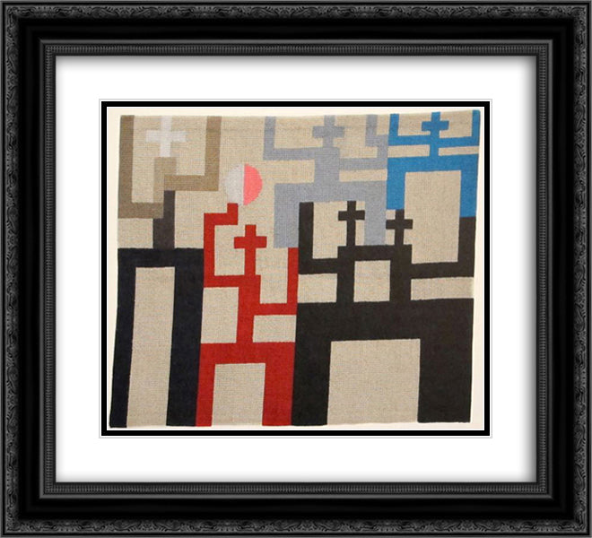 Figures 22x20 Black Ornate Wood Framed Art Print Poster with Double Matting by Taeuber Arp, Sophie