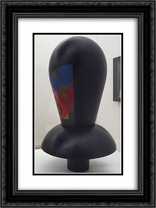 Head 18x24 Black Ornate Wood Framed Art Print Poster with Double Matting by Taeuber Arp, Sophie