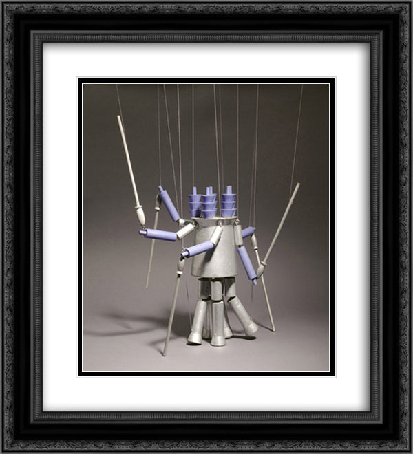 Military Guards (Die Wachen) 20x22 Black Ornate Wood Framed Art Print Poster with Double Matting by Taeuber Arp, Sophie