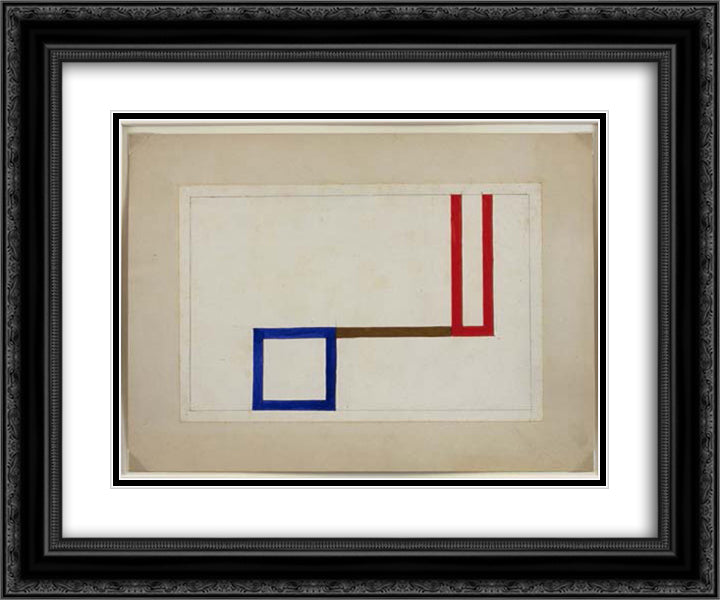 Projet pour l'Aubette 24x20 Black Ornate Wood Framed Art Print Poster with Double Matting by Taeuber Arp, Sophie