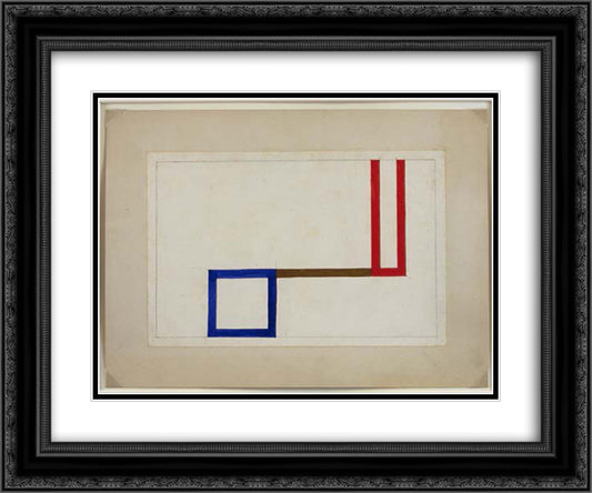 Projet pour l'Aubette 24x20 Black Ornate Wood Framed Art Print Poster with Double Matting by Taeuber Arp, Sophie