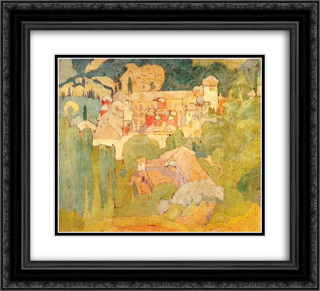 Abbey Koutloumousiou 22x20 Black Ornate Wood Framed Art Print Poster with Double Matting by Papaloukas, Spyros