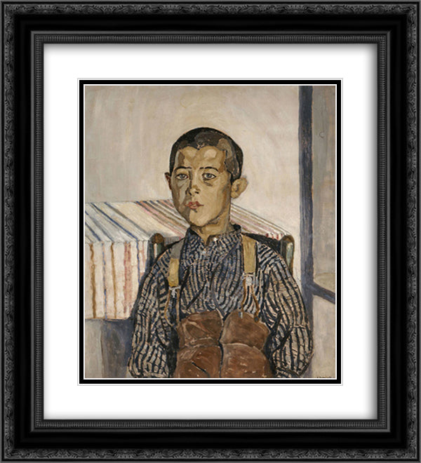 Boy wearing suspenders 20x22 Black Ornate Wood Framed Art Print Poster with Double Matting by Papaloukas, Spyros