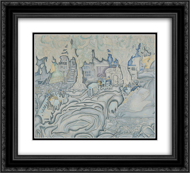 Cafe 22x20 Black Ornate Wood Framed Art Print Poster with Double Matting by Papaloukas, Spyros
