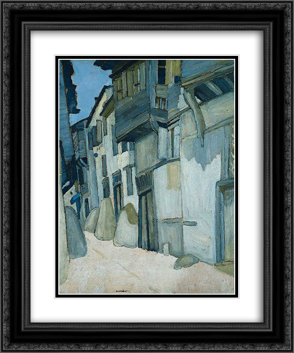 Houses 20x24 Black Ornate Wood Framed Art Print Poster with Double Matting by Papaloukas, Spyros