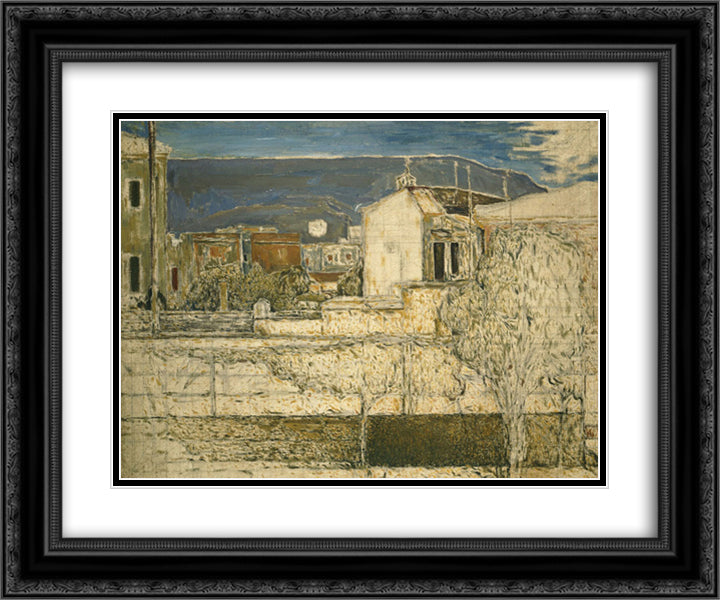 Houses at Kypriadi 24x20 Black Ornate Wood Framed Art Print Poster with Double Matting by Papaloukas, Spyros