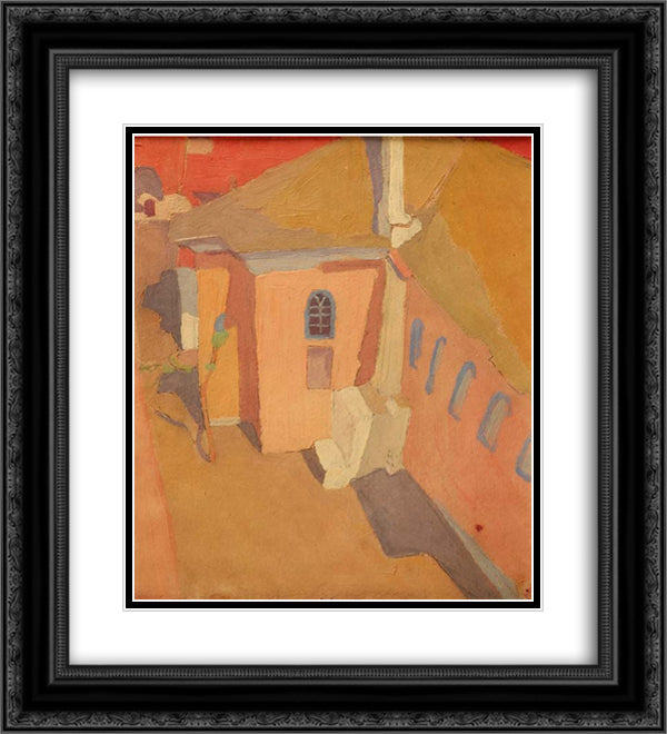 Monastery 20x22 Black Ornate Wood Framed Art Print Poster with Double Matting by Papaloukas, Spyros