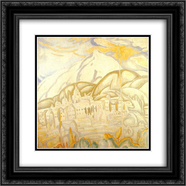 Skete of Agios Andreas 20x20 Black Ornate Wood Framed Art Print Poster with Double Matting by Papaloukas, Spyros