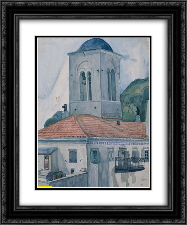 The bell - tower 20x24 Black Ornate Wood Framed Art Print Poster with Double Matting by Papaloukas, Spyros