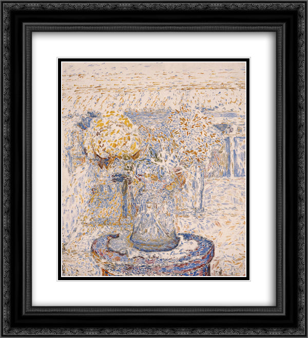 Vase of Flowers (dark colors) 20x22 Black Ornate Wood Framed Art Print Poster with Double Matting by Papaloukas, Spyros