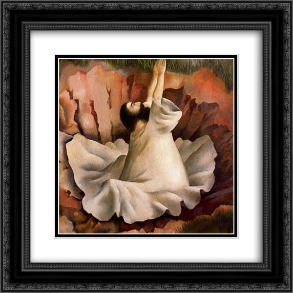 Christ in the Wilderness - Driven by the spirit 20x20 Black Ornate Wood Framed Art Print Poster with Double Matting by Spencer, Stanley