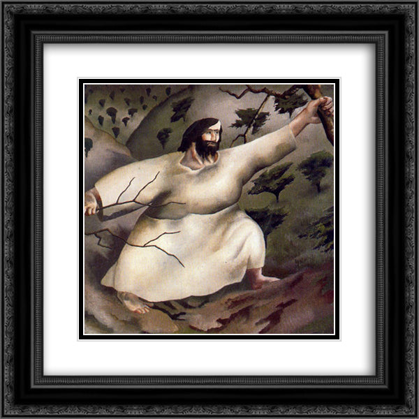 Christ in the Wilderness - Driven by the Spirit 20x20 Black Ornate Wood Framed Art Print Poster with Double Matting by Spencer, Stanley
