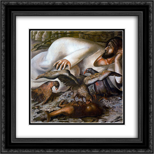 Christ in the Wilderness - The Eagles 20x20 Black Ornate Wood Framed Art Print Poster with Double Matting by Spencer, Stanley