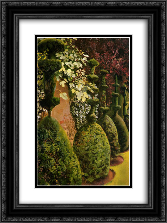 Clipped Yews 18x24 Black Ornate Wood Framed Art Print Poster with Double Matting by Spencer, Stanley