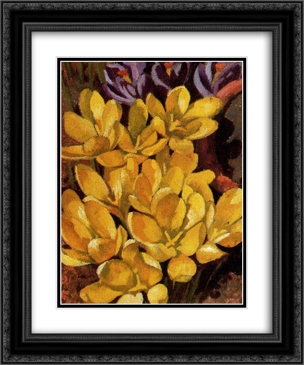 Crocuses 20x24 Black Ornate Wood Framed Art Print Poster with Double Matting by Spencer, Stanley