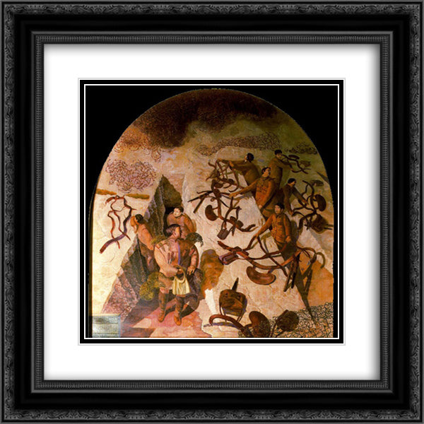 Dug - out (Stand - to) 20x20 Black Ornate Wood Framed Art Print Poster with Double Matting by Spencer, Stanley