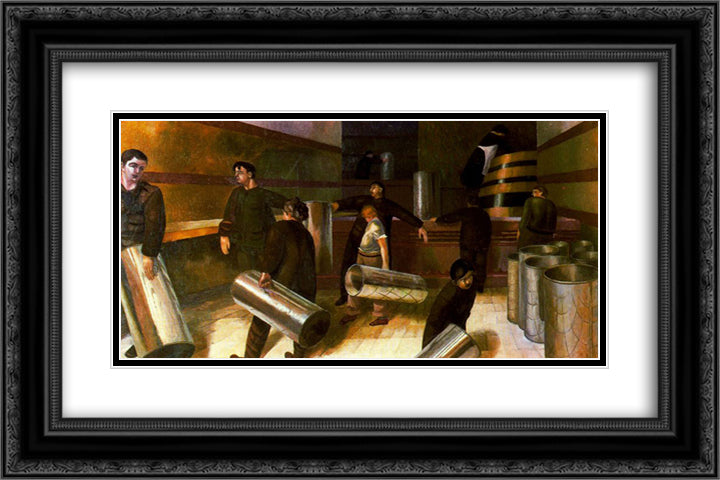Filling Tea Urns 24x16 Black Ornate Wood Framed Art Print Poster with Double Matting by Spencer, Stanley