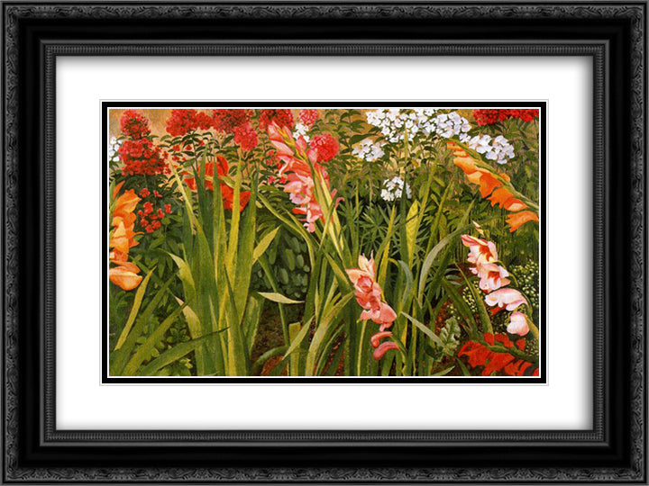 Garden Study 24x18 Black Ornate Wood Framed Art Print Poster with Double Matting by Spencer, Stanley