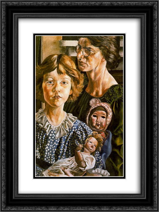 Hilda, Unity and Dolls 18x24 Black Ornate Wood Framed Art Print Poster with Double Matting by Spencer, Stanley