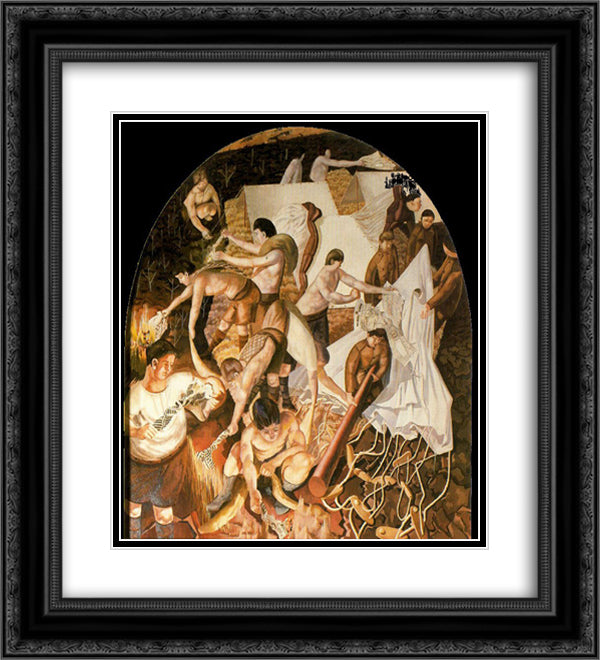 Making a fire belt 20x22 Black Ornate Wood Framed Art Print Poster with Double Matting by Spencer, Stanley