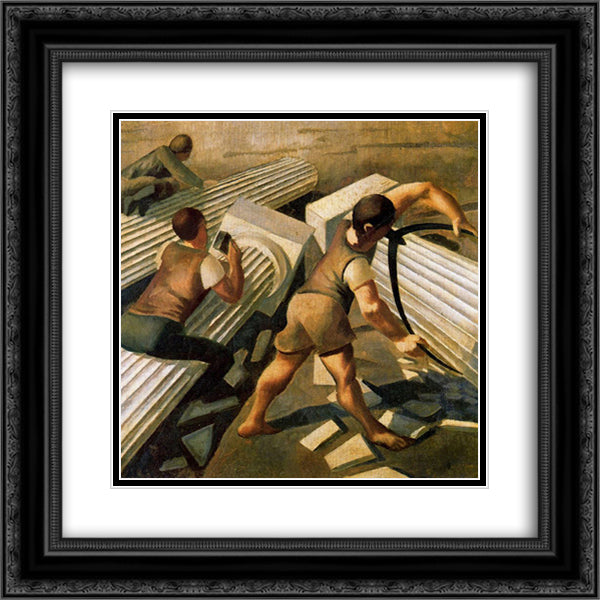 Making Columns For The Tower Of Babel 20x20 Black Ornate Wood Framed Art Print Poster with Double Matting by Spencer, Stanley