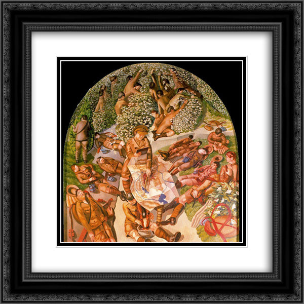 Map Reading 20x20 Black Ornate Wood Framed Art Print Poster with Double Matting by Spencer, Stanley