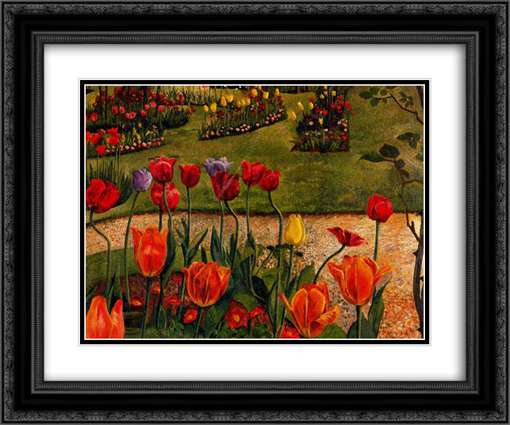 Poppies 24x20 Black Ornate Wood Framed Art Print Poster with Double Matting by Spencer, Stanley