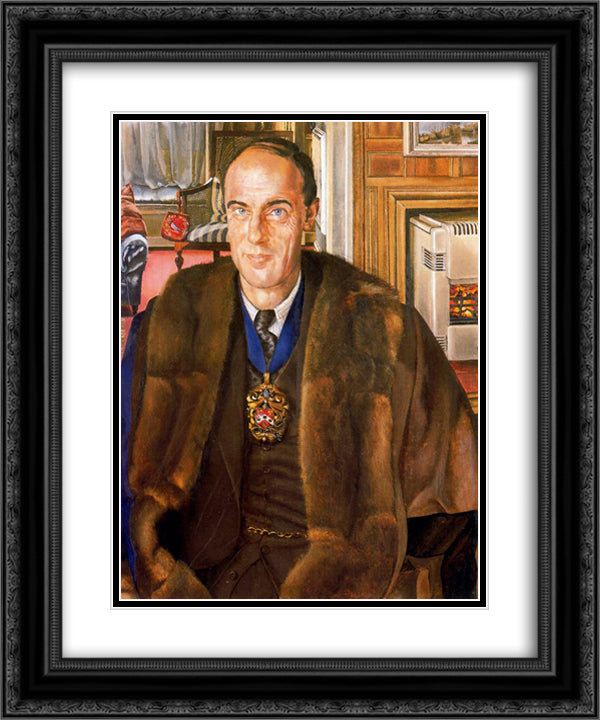 Portrait Of J. E. Martineau 20x24 Black Ornate Wood Framed Art Print Poster with Double Matting by Spencer, Stanley