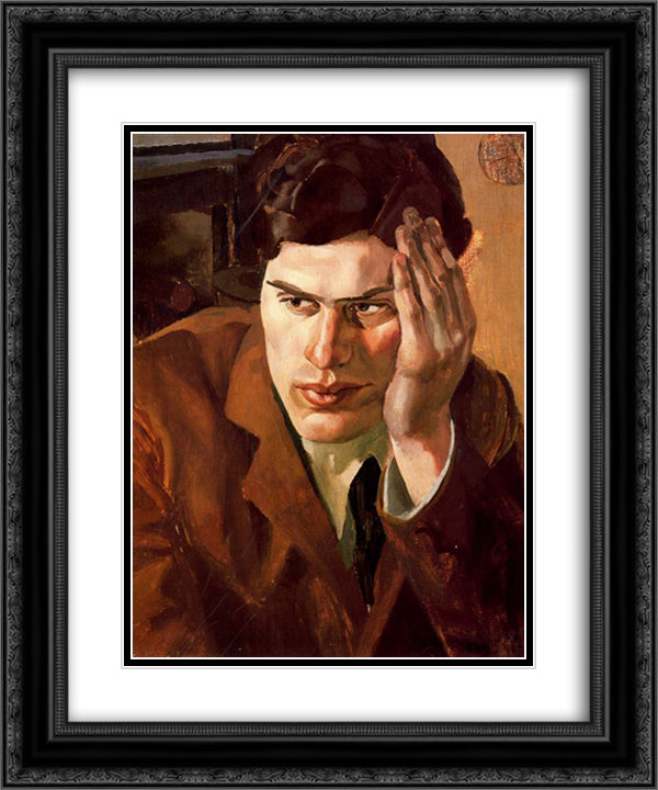 Portrait of Richar Carline 20x24 Black Ornate Wood Framed Art Print Poster with Double Matting by Spencer, Stanley