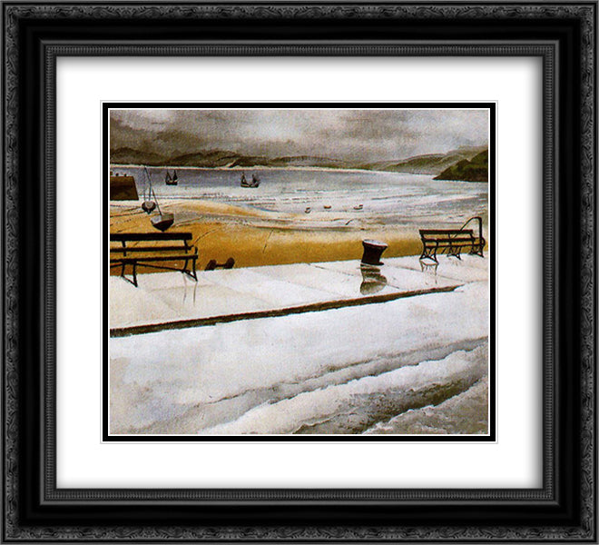 River Nareta, Mostar 22x20 Black Ornate Wood Framed Art Print Poster with Double Matting by Spencer, Stanley