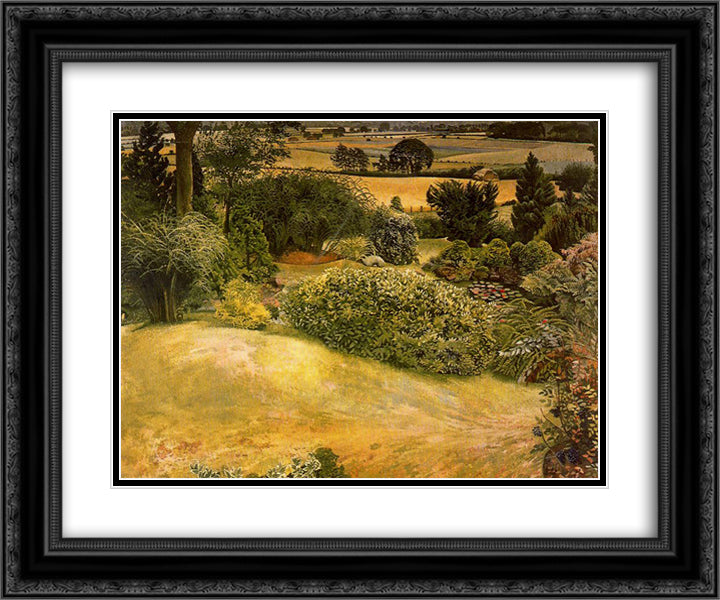 Rock Garden. Cookham Dene. 24x20 Black Ornate Wood Framed Art Print Poster with Double Matting by Spencer, Stanley