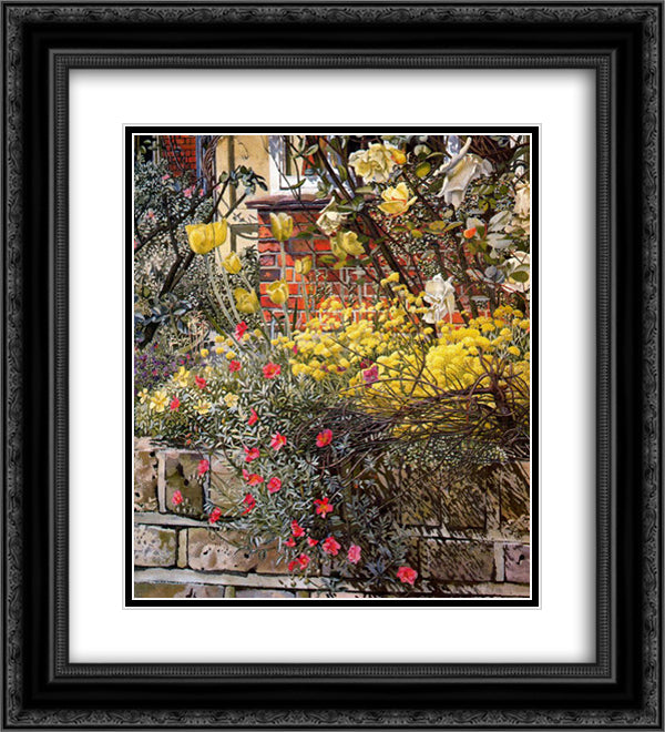 Rock roses. Old Lodge. Taplow. 20x22 Black Ornate Wood Framed Art Print Poster with Double Matting by Spencer, Stanley