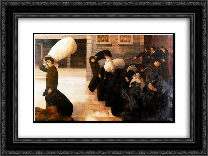 Sorting And Moving Kit Bags 24x18 Black Ornate Wood Framed Art Print Poster with Double Matting by Spencer, Stanley