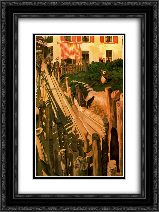 Swiss Skittle Alley Saas Fee 18x24 Black Ornate Wood Framed Art Print Poster with Double Matting by Spencer, Stanley