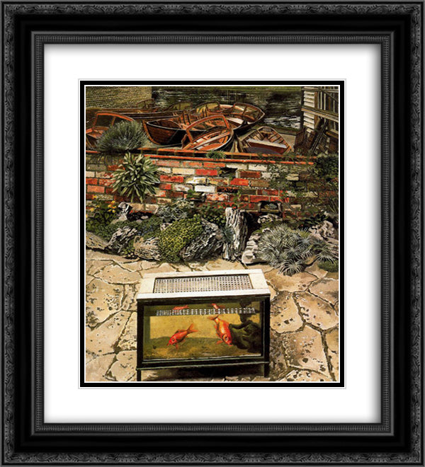 The Boatbuilder's Yard 20x22 Black Ornate Wood Framed Art Print Poster with Double Matting by Spencer, Stanley