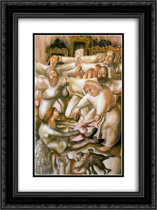 The Coming Of the Wise Men (the Nativity) 18x24 Black Ornate Wood Framed Art Print Poster with Double Matting by Spencer, Stanley