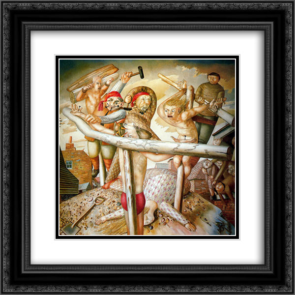 The Crucifixion 20x20 Black Ornate Wood Framed Art Print Poster with Double Matting by Spencer, Stanley