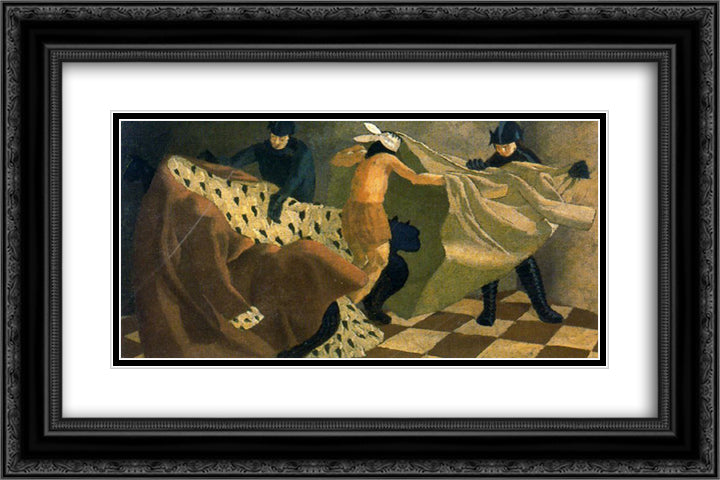 The Disrobing of Christ 24x16 Black Ornate Wood Framed Art Print Poster with Double Matting by Spencer, Stanley