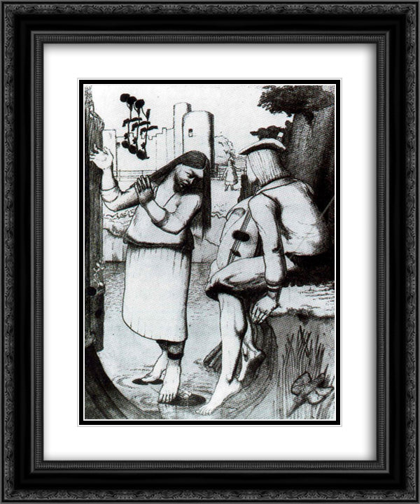 The Fairy On The Waterlily Leaf 20x24 Black Ornate Wood Framed Art Print Poster with Double Matting by Spencer, Stanley