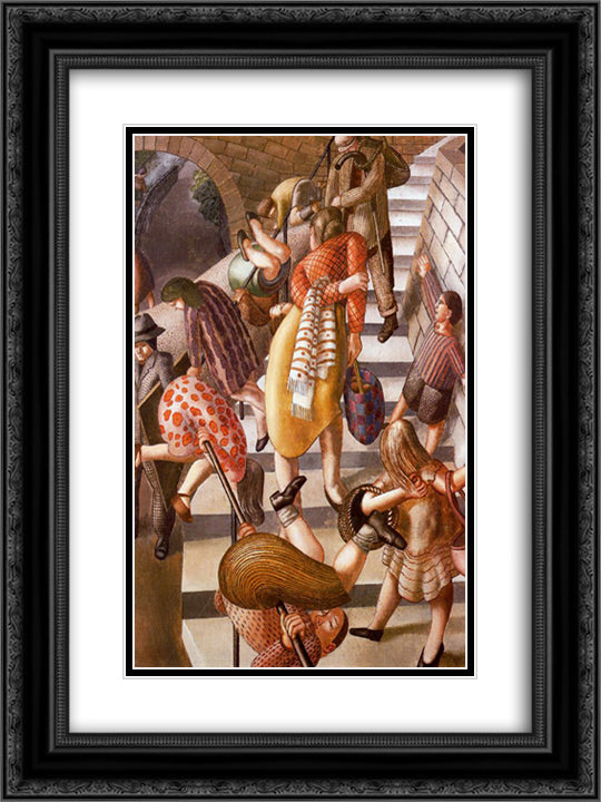 The Glen, Port Glasgow 18x24 Black Ornate Wood Framed Art Print Poster with Double Matting by Spencer, Stanley