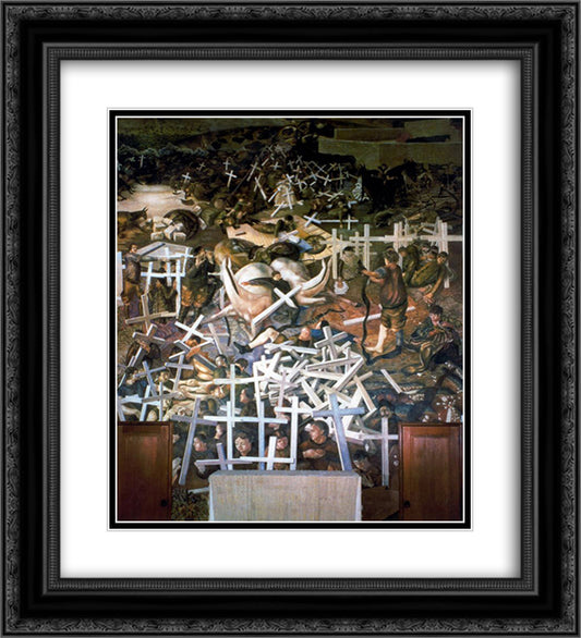 The Resurrection of the Soldiers 20x22 Black Ornate Wood Framed Art Print Poster with Double Matting by Spencer, Stanley