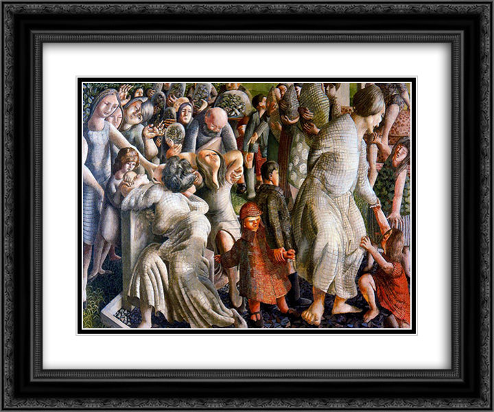 The Resurrection Reunion Of Families 24x20 Black Ornate Wood Framed Art Print Poster with Double Matting by Spencer, Stanley