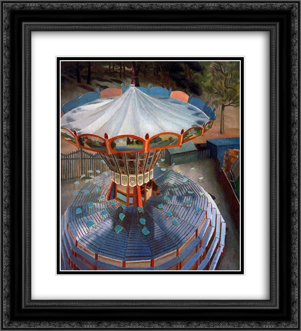 The Roundabout 20x22 Black Ornate Wood Framed Art Print Poster with Double Matting by Spencer, Stanley