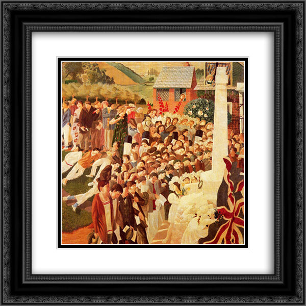 Unveiling Cookham war memorial 20x20 Black Ornate Wood Framed Art Print Poster with Double Matting by Spencer, Stanley
