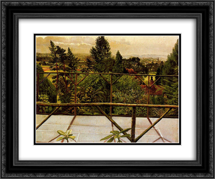 View From the Tennis Court - Cookham 24x20 Black Ornate Wood Framed Art Print Poster with Double Matting by Spencer, Stanley