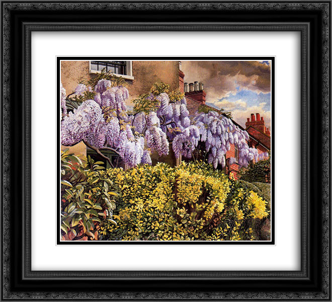 Wisteria. Cookham. 22x20 Black Ornate Wood Framed Art Print Poster with Double Matting by Spencer, Stanley